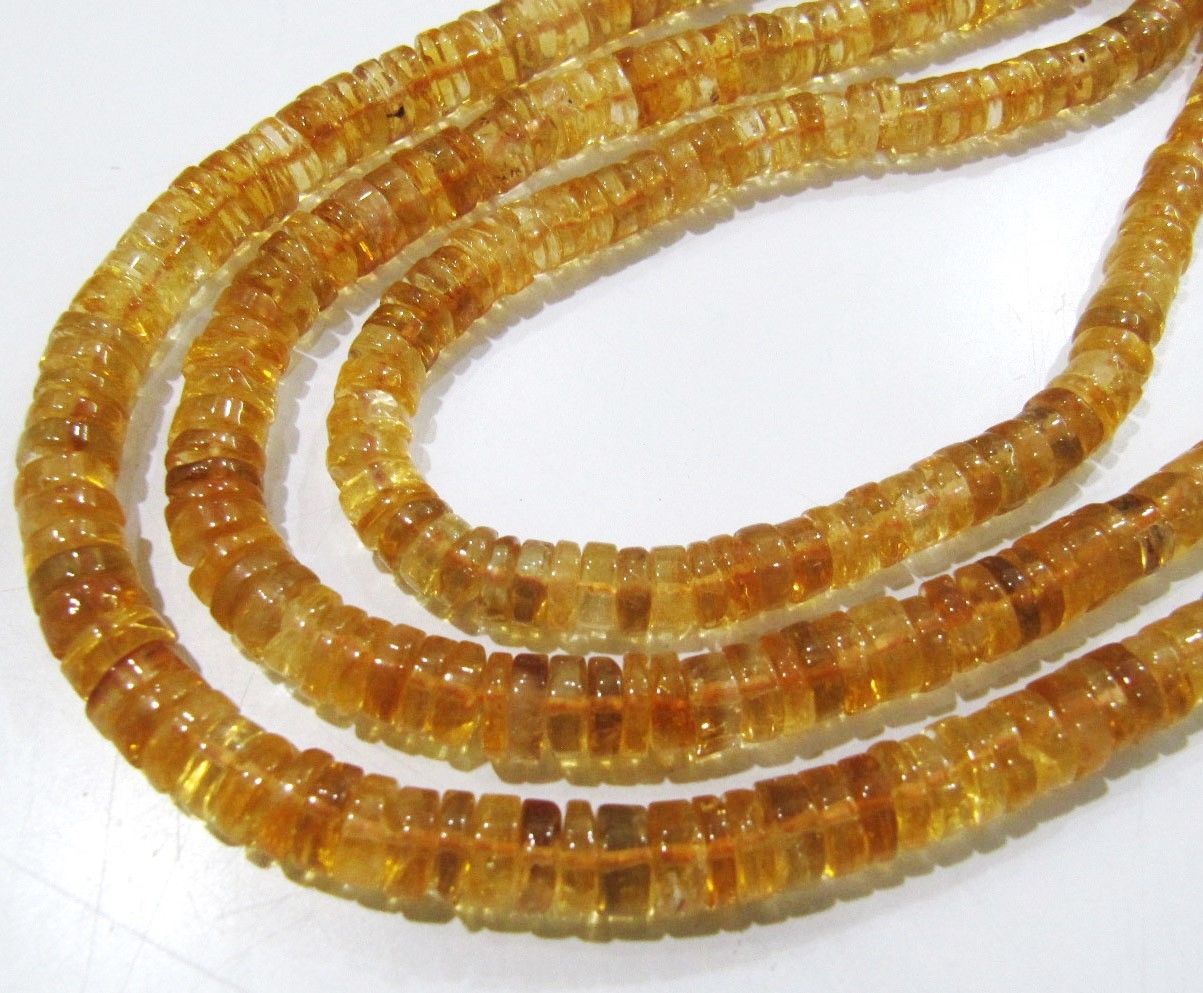 ON SALE Natural Citrine Tyre Shape Rondelle Plain Smooth  Beads