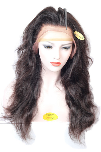 women hair wig 100% remy human hair front lace wig Natural black/Dark Brown Women wig