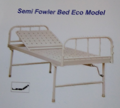 Hospital Semi Fowler Bed - Mild Steel Frame 100 kg Load Capacity Adjustable Backrest Off-white Color Corrosion Resistant | Designed for Hospital Patient Care