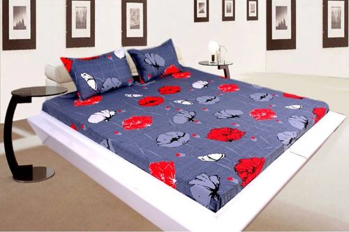 Printed Cotton Double Bed Sheet Length: 90 Inch (In)