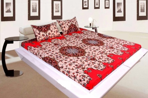 Printed Cotton Double Bed Sheet Length: 90 Inch (In)