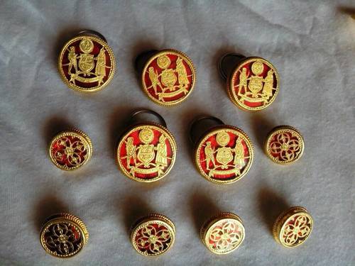 Logo Button for Wedding Sherwani - Metal, Round, Flatback | Snap Button with Elegant Design and Unique Pattern