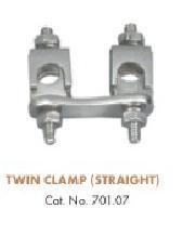 Twin Clamp (Straight) - Stainless Steel, 50x25x15 mm, Jaw Capacity 10mm | Secure Grip, Precise Clamping, Polished Finish