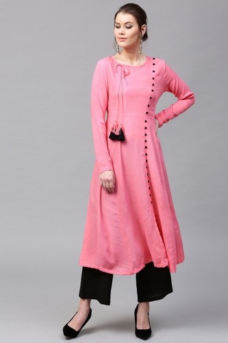 Pink Angrakha Style Kurta Bust Size: Standard Size Bust: Xs-31