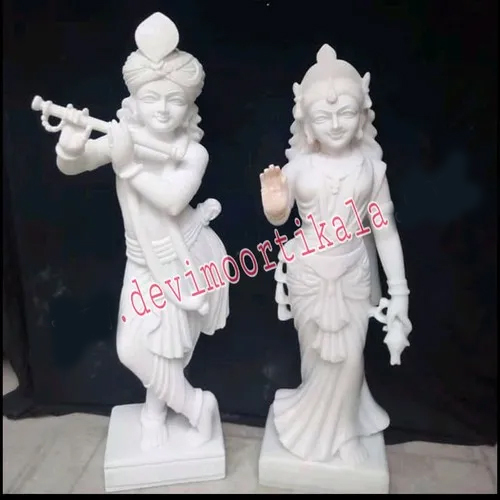 White Marble Radha Krishna Statue