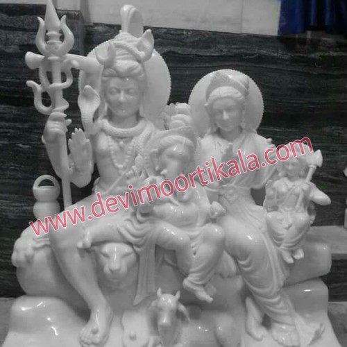 White Marble Shiv Parivaar Statue