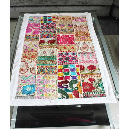 Cotton Patchwork Table Runner - 20 x 40 Inches, Multi Color & White | Washable, Printed Pattern, Versatile for Home and Hotel Use