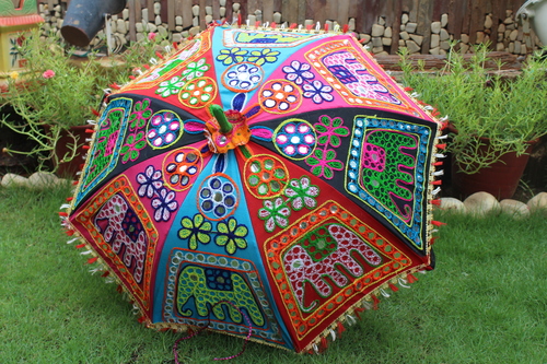 Multi Rajasthani Embroidery Umbrella