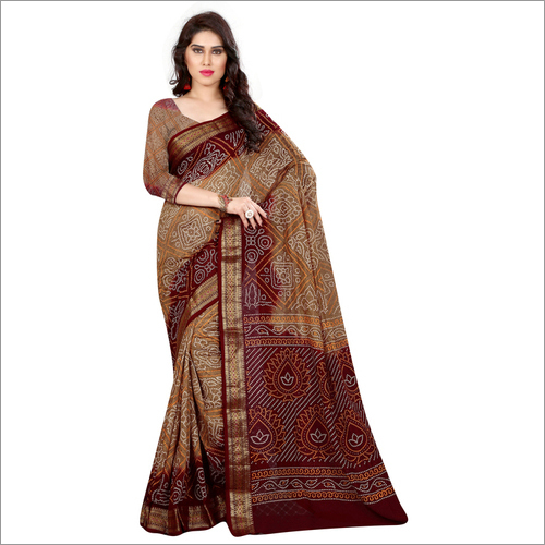 Bandhani Printed Designer Cotton Silk Saree