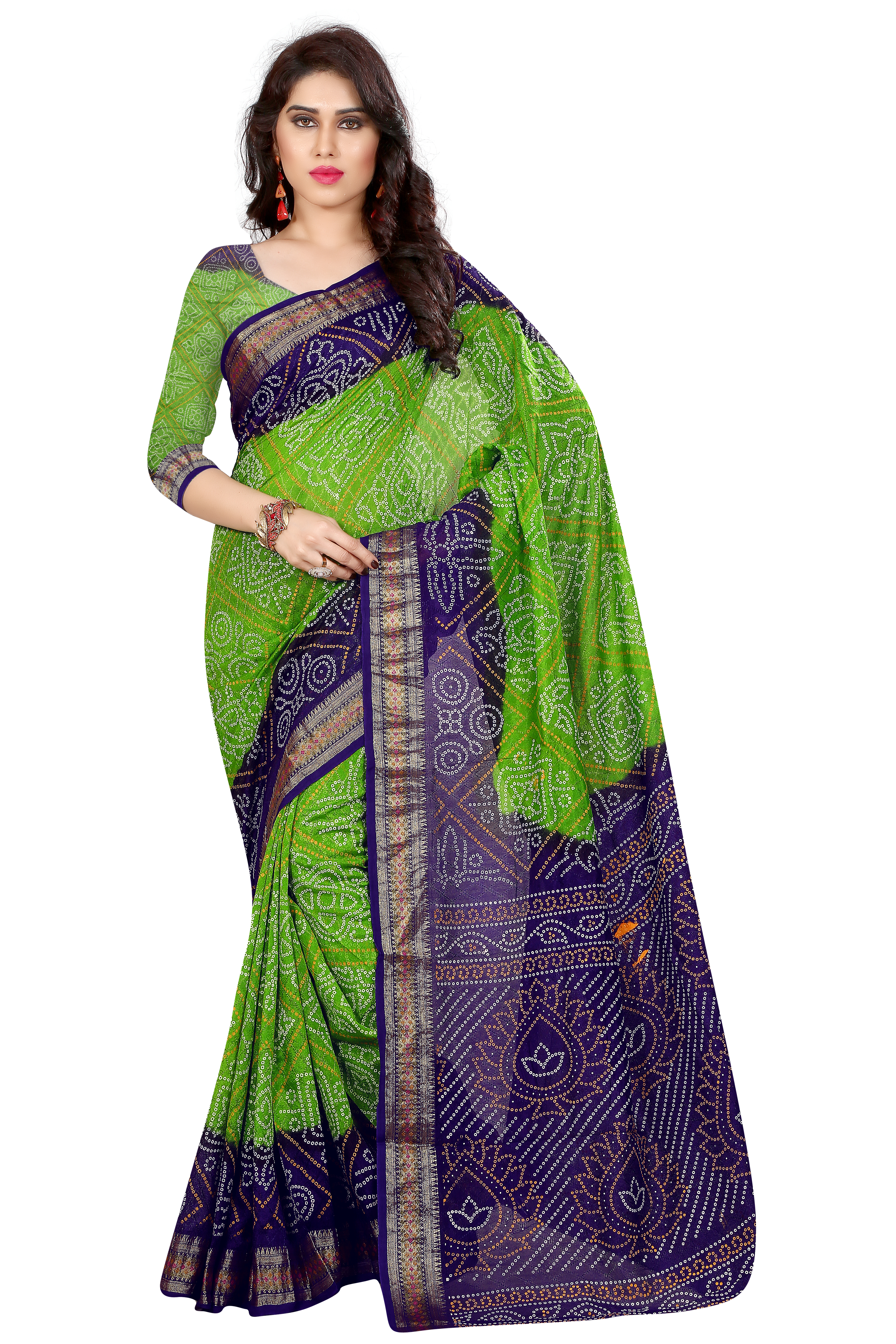 Bandhani Printed Designer Cotton Silk Saree