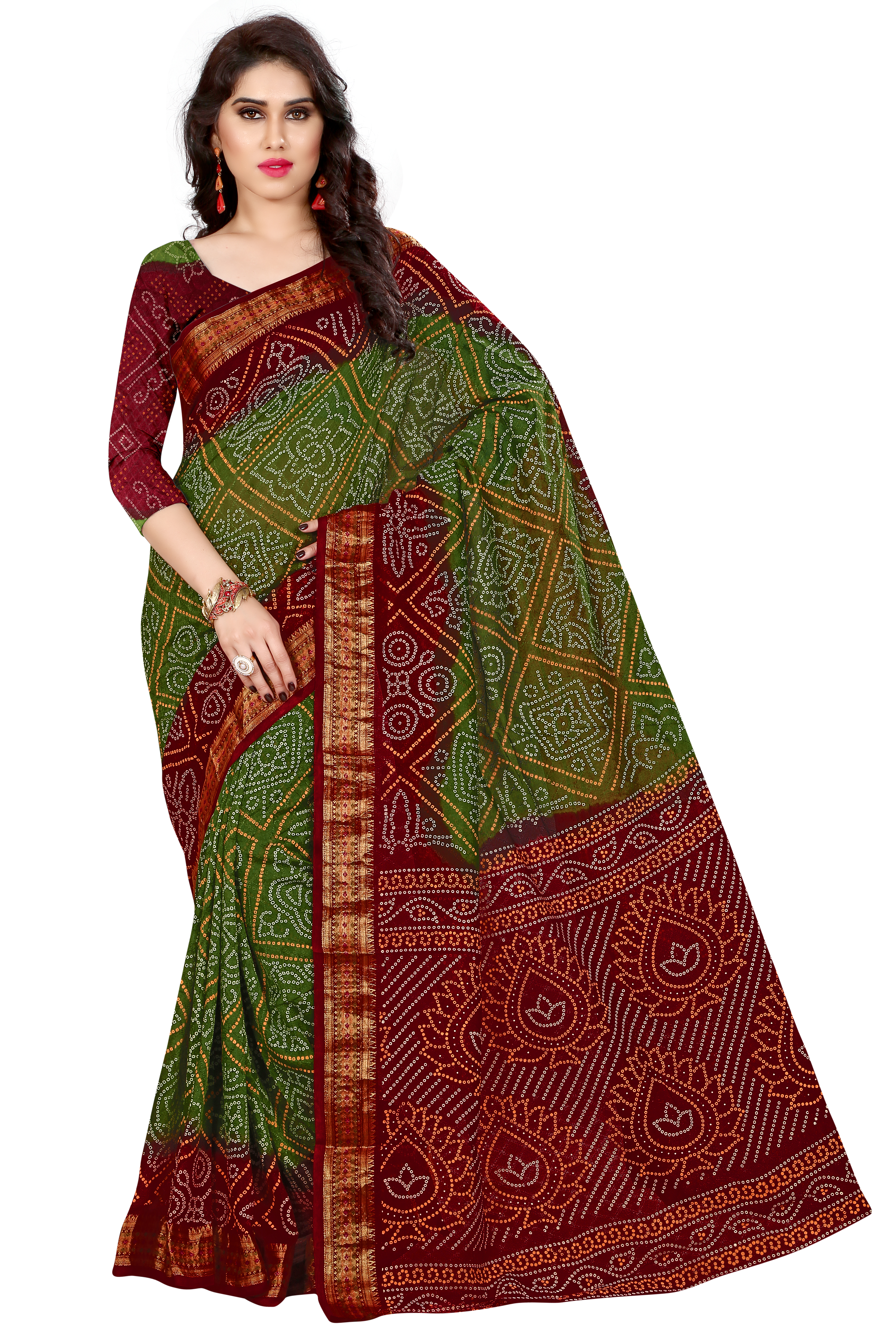 Bandhani Printed Designer Cotton Silk Saree