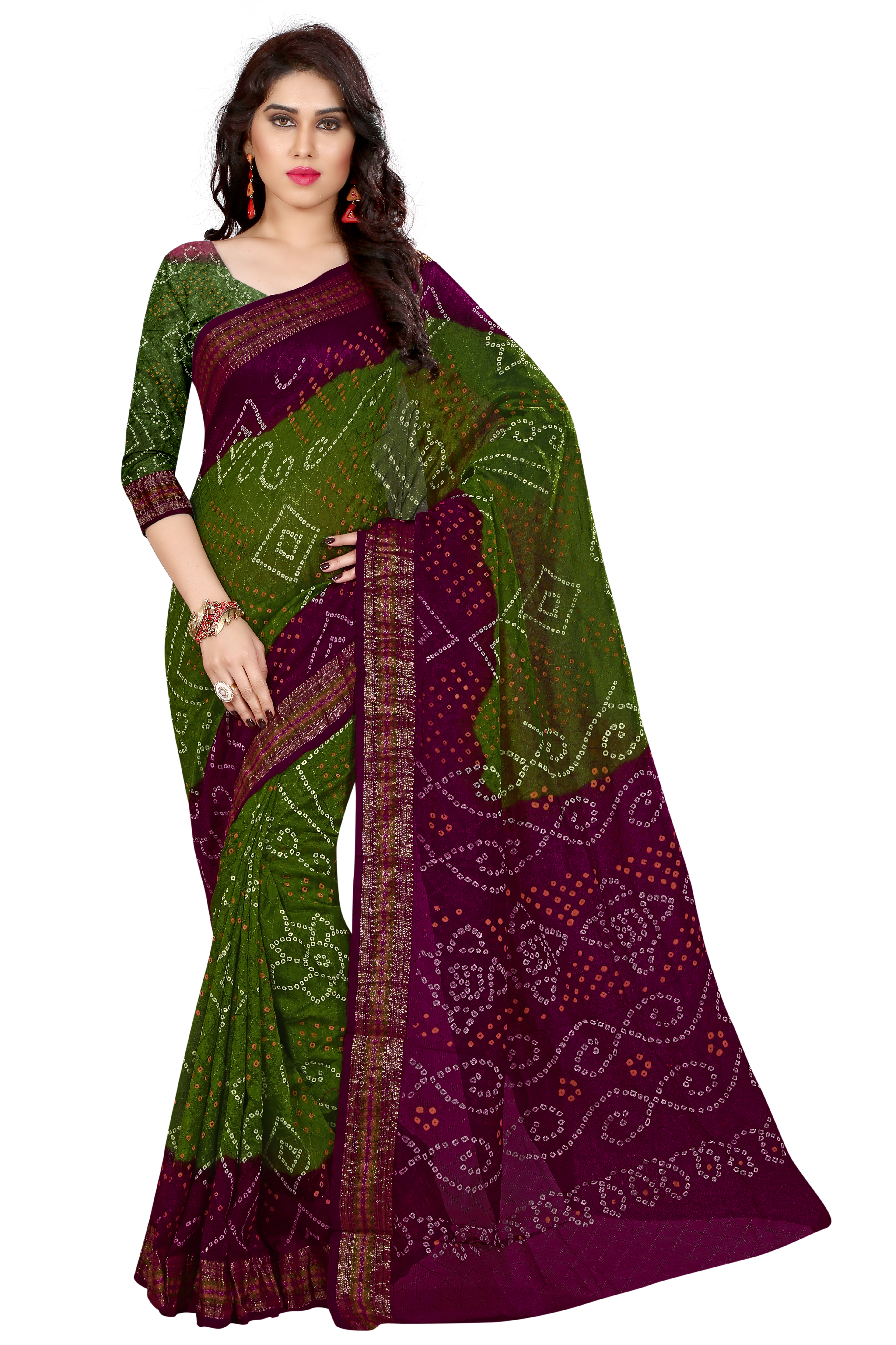 Bandhani Printed Designer Cotton Silk Saree