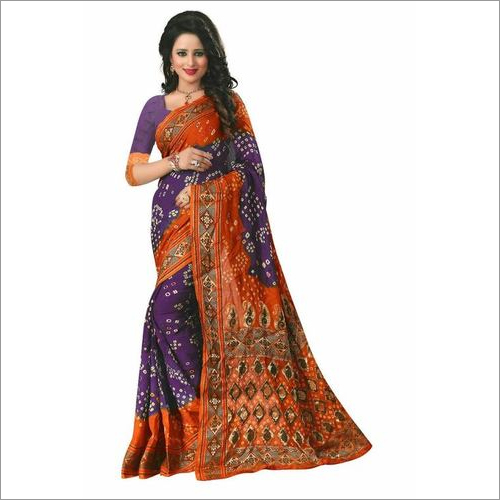 Bandhani Print Silk Saree