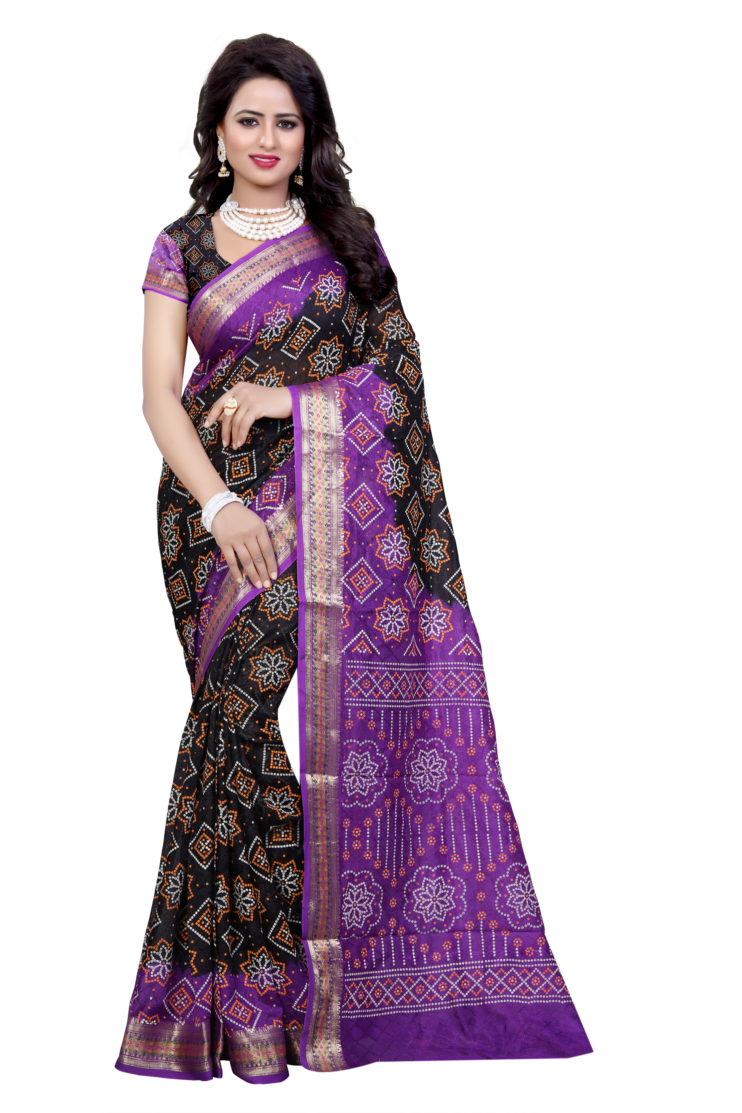 Fancy Art Printed Bandhani Saree