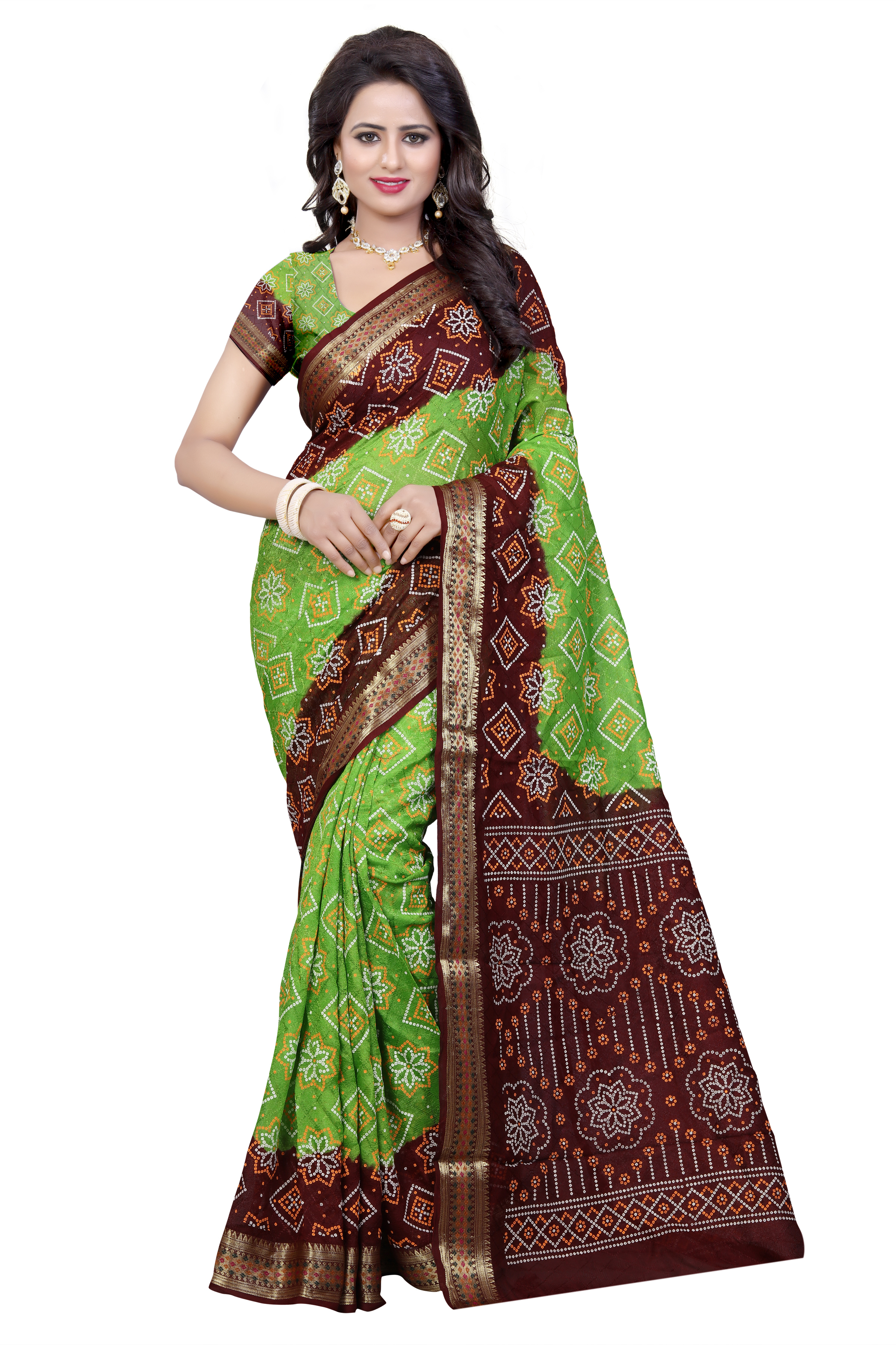 Fancy Art Printed Bandhani Saree