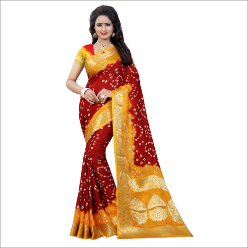 Fancy Print Bandhani Silk Saree