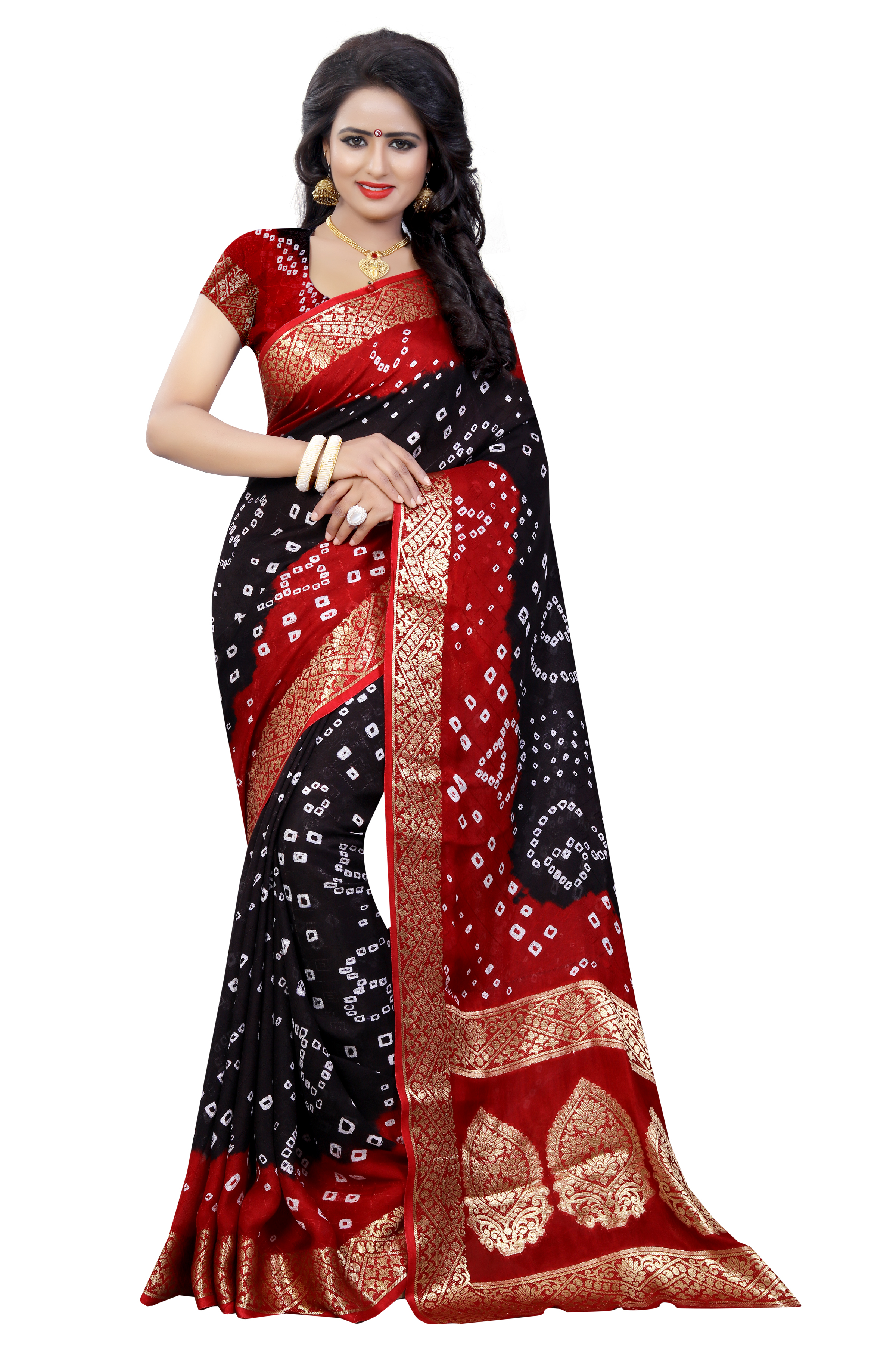 Fancy Print Bandhani Silk Saree