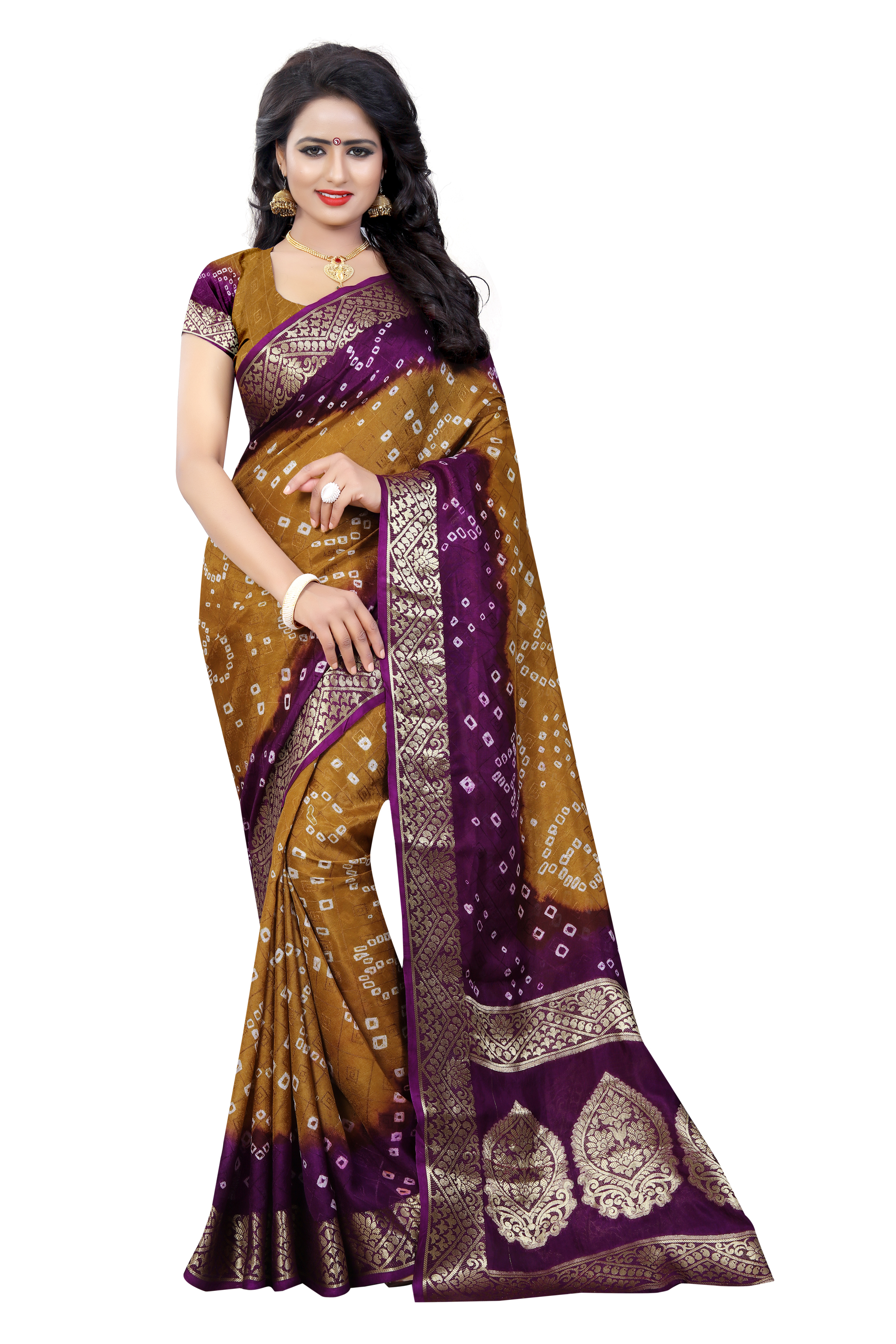 Fancy Print Bandhani Silk Saree