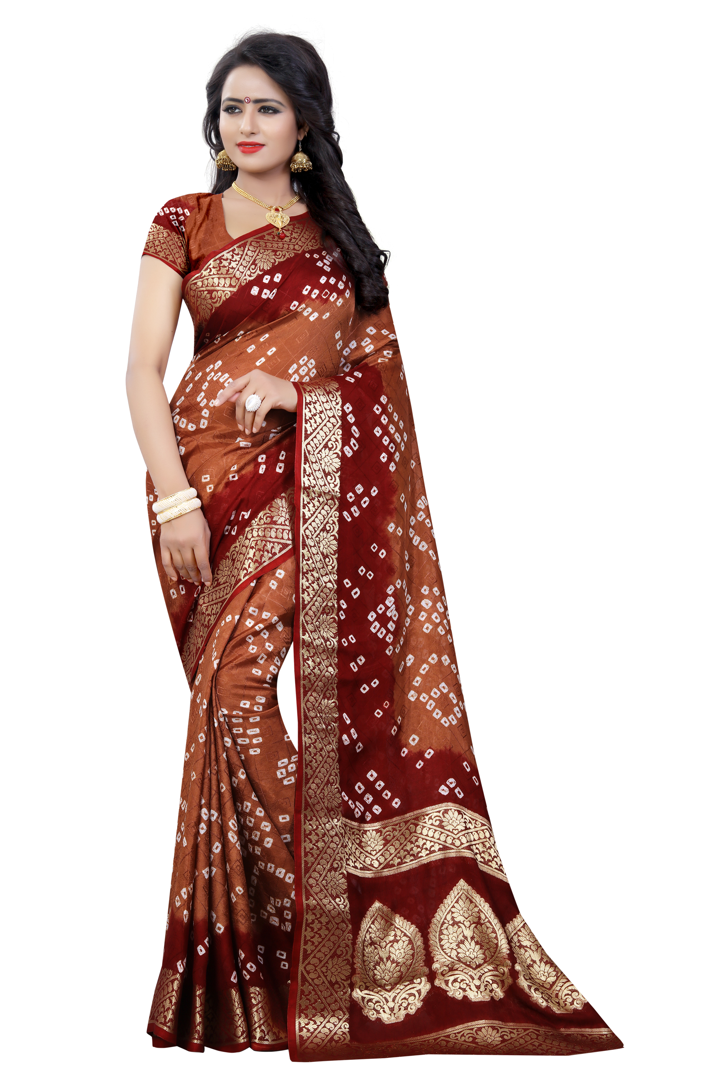Fancy Print Bandhani Silk Saree