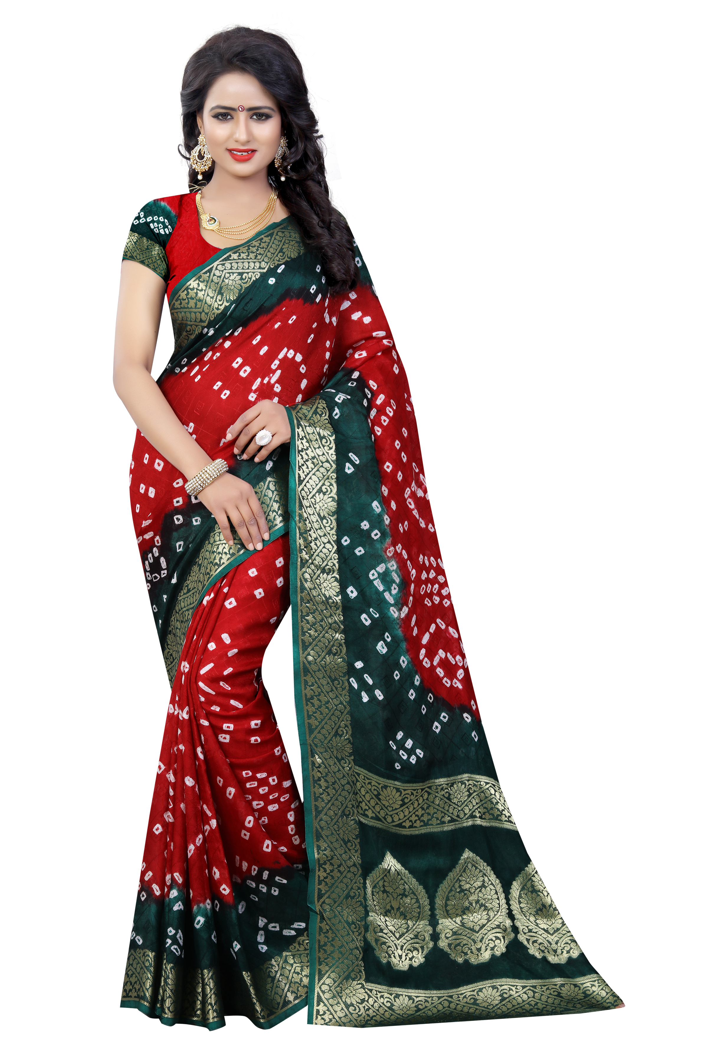 Fancy Print Bandhani Silk Saree