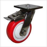 Stainless Steel Caster Wheel - Color: Red Silver