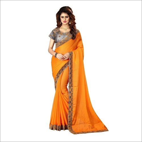 Designer Chiffon Saree with Golden lace