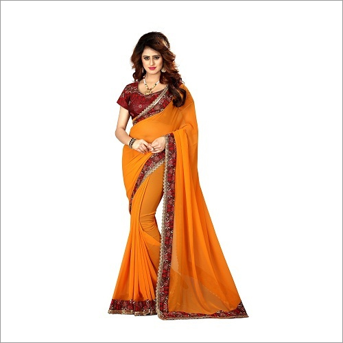 Blooming Georgette Saree with big borger