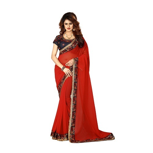 Blooming Georgette Saree with big borger