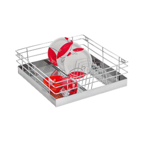 SS Saucer Kitchen Basket - Stainless Steel, 20cm Height x 482.6cm Width, Elegant Rectangular Design, Corrosion Resistant, Smooth Edges for Easy Cleaning