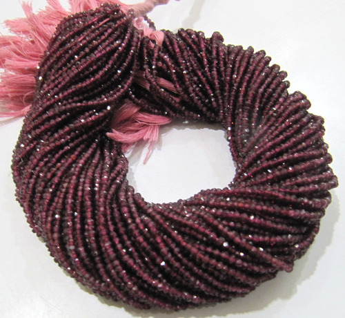 Natural Rhodolite Garnet 3mm Rondelle Faceted Beads