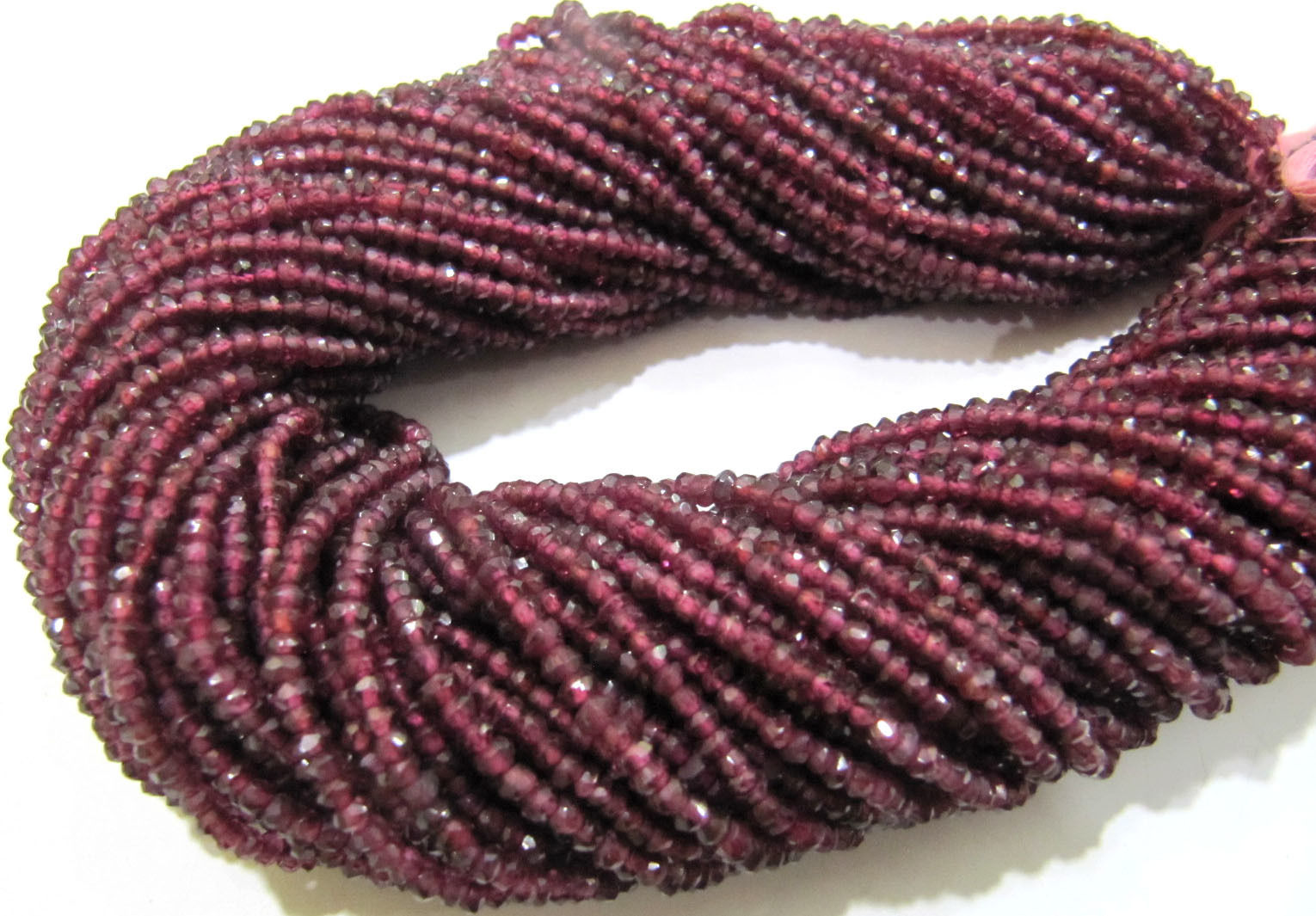 Natural Rhodolite Garnet 3mm Rondelle Faceted Beads