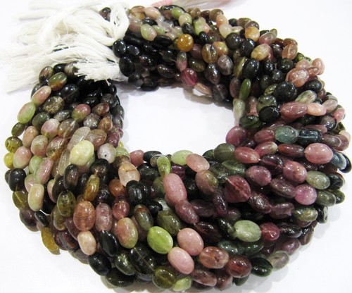 ON SALE Natural Multi Tourmaline Oval Plain Smooth Nugget Beads