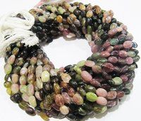 ON SALE Natural Multi Tourmaline Oval Plain Smooth Nugget Beads