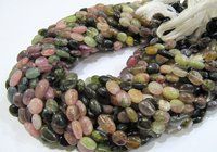 ON SALE Natural Multi Tourmaline Oval Plain Smooth Nugget Beads