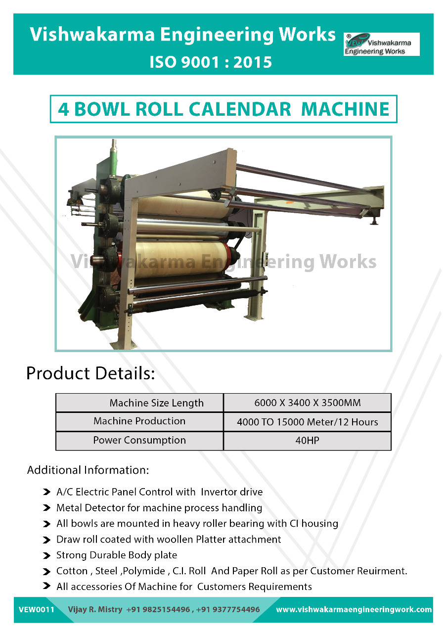 Five Bowl Calendering Machine