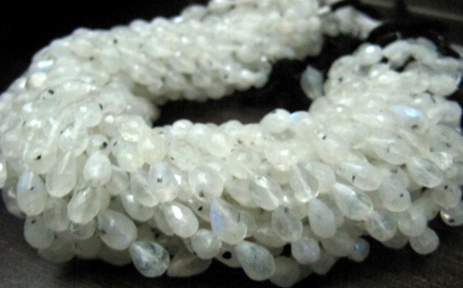 SALE Natural White Rainbow Moonstone 5x8mm Drops Beads