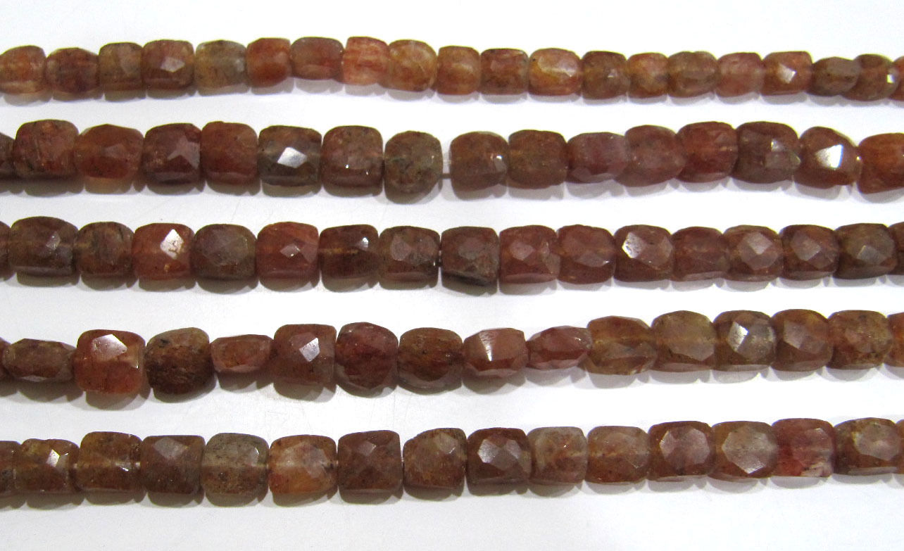 SALE Natural Copper Rutile 8x9mm Cushion Shape Brown  Colour Beads