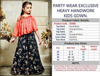 Kids Western Wear - Silk & Santoon Fabric, Full Print Design In Orange & Navy | Comfortable Fit, Heavy Handwork, Stylish Party Wear