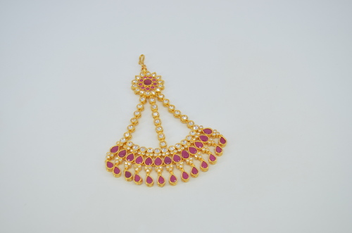 Traditional Passa - Gold-Plated Alloy, Red, Variable Size | Elegant Design, Royal Look, Ethnic Style, Durable Material