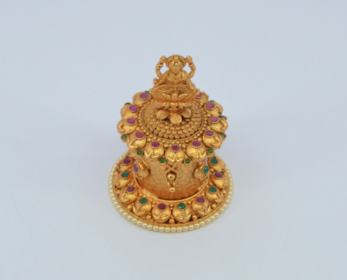 Traditional & Stylish Sindoor Dabbi - Metal Alloy 3x3x2 Inches Gold, Polished Finish, Intricate Detailing, Gift Box Packaging
