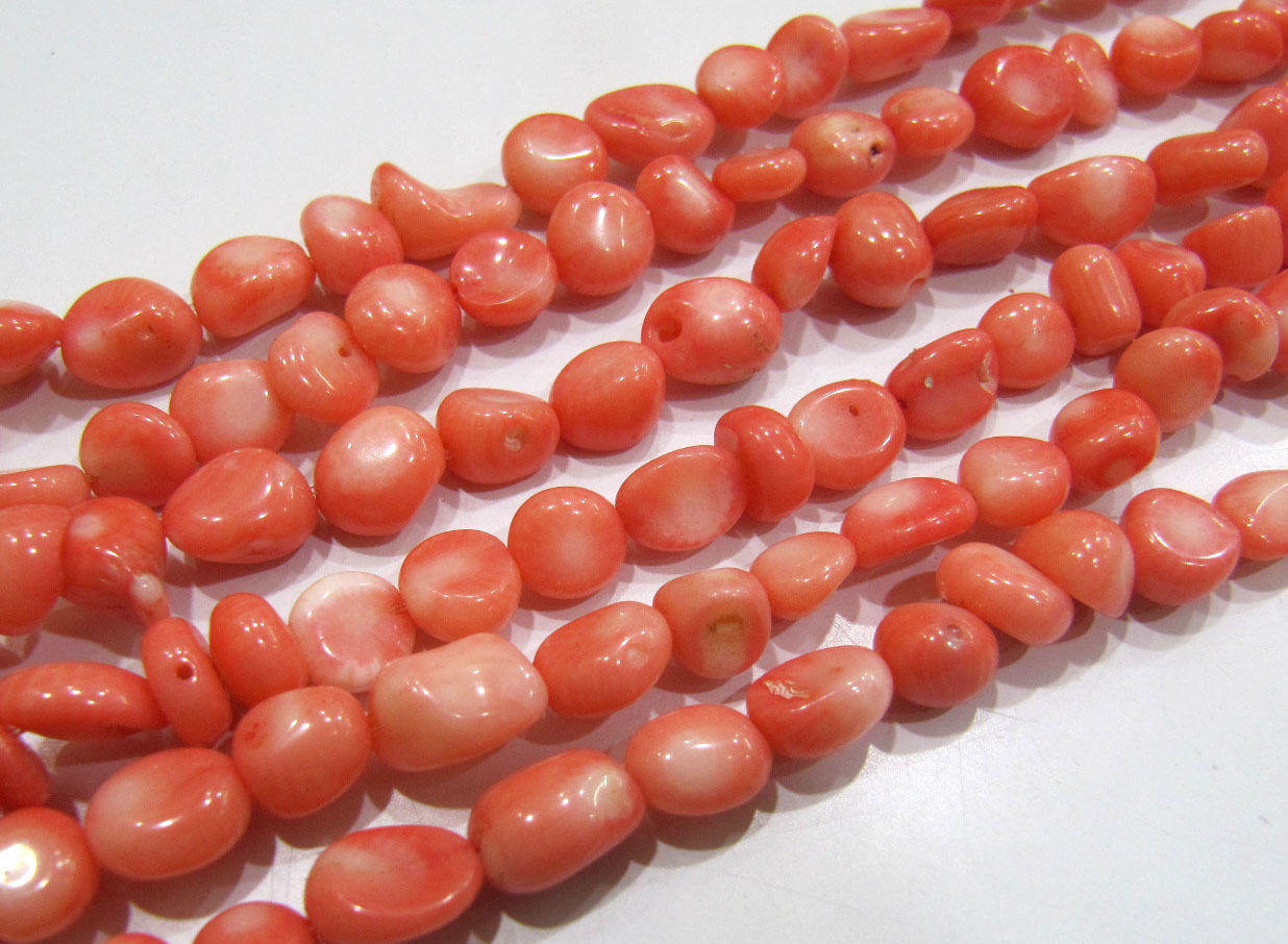 Beautiful Pink Coral Nugget Free Shape Tumbled 6mm To 8mm Beads