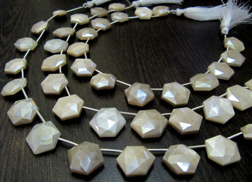 AAA Top Quality White Moonstone AB Mystic Coated Hexagon Shape