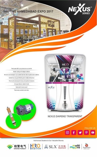 NEXUS DIAMOND TRANSPARENT RO Cabinet - Plastic Material, 12-13 Liters Capacity | Lightweight 3 kg, Efficient Tap Water Purification