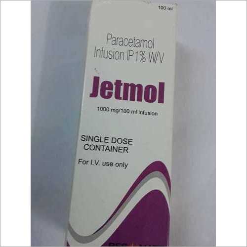 Jetmol Infusion - 1% Paracetamol Injection 1000mg Dosage for Moderate Pain Relief and Surgery in Adults