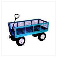 Heavy Duty Hand Cart - Metal, Blue | 4 Pneumatic Wheels, High Load Bearing Capacity, Easy To Pull Folding Handle
