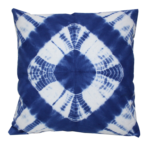 Four Square Tie Die Cushion Cover - 40x40 cm Cotton , Eco-Friendly Handmade Design with Blue Tie-Dye Pattern, Machine Washable, Perfect for Modern Living Spaces