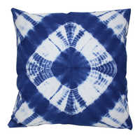 Four Square Tie Die Cushion Cover - 40x40 Cm Cotton , Eco-friendly Handmade Design With Blue Tie-dye Pattern, Machine Washable, Perfect For Modern Living Spaces