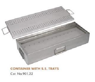 Container With SS Tray - Stainless Steel, 22x12x4 Inches, Matte Finish | Durable, Sterilizable, Lightweight, Easy Handling, Organized Storage