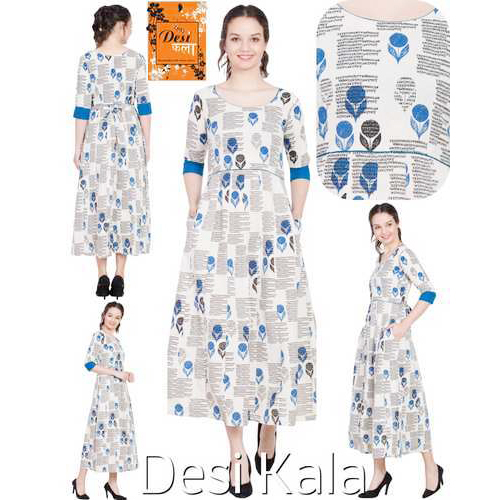 Ladies Cotton Printed Kurti - Cotton, Sizes: S, M, L, XL, XXL, Long Sleeve, Summer Style | Quick Dry, Embroidered Pattern, Casual & Formal Wear