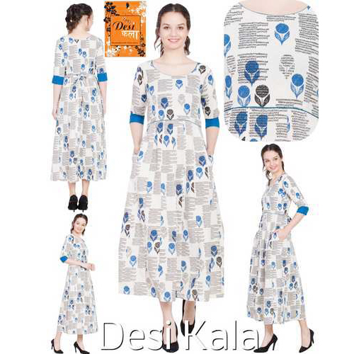 Full Length Designer Kurti Decoration Material: Paint
